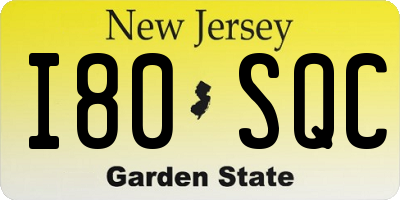 NJ license plate I80SQC