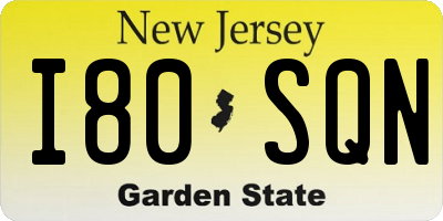 NJ license plate I80SQN