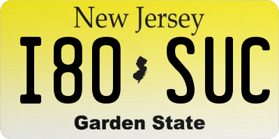 NJ license plate I80SUC