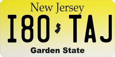 NJ license plate I80TAJ