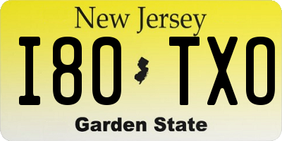 NJ license plate I80TXO