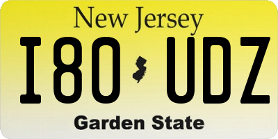 NJ license plate I80UDZ