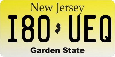 NJ license plate I80UEQ