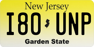 NJ license plate I80UNP