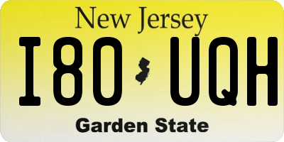 NJ license plate I80UQH