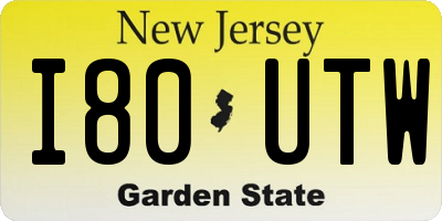 NJ license plate I80UTW