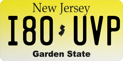 NJ license plate I80UVP