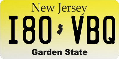 NJ license plate I80VBQ