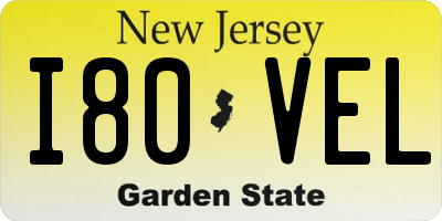 NJ license plate I80VEL