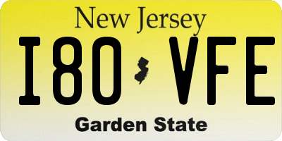 NJ license plate I80VFE