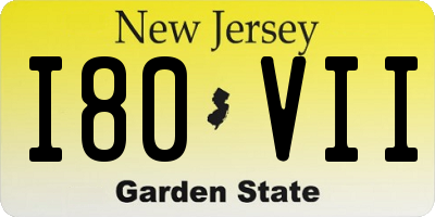 NJ license plate I80VII