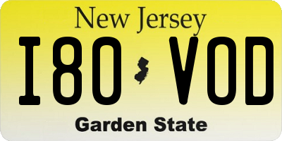 NJ license plate I80VOD