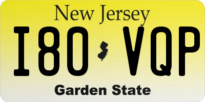 NJ license plate I80VQP