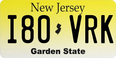 NJ license plate I80VRK