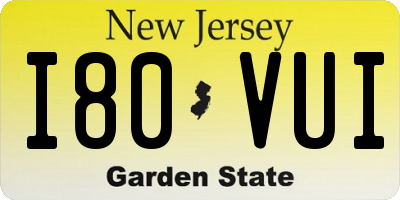 NJ license plate I80VUI
