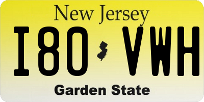 NJ license plate I80VWH