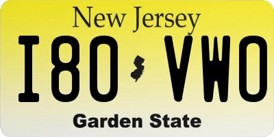 NJ license plate I80VWO