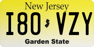 NJ license plate I80VZY