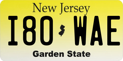 NJ license plate I80WAE