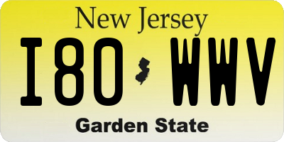 NJ license plate I80WWV