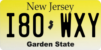 NJ license plate I80WXY