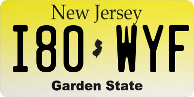 NJ license plate I80WYF
