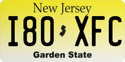 NJ license plate I80XFC