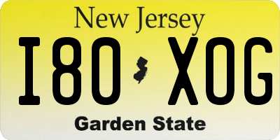 NJ license plate I80XOG