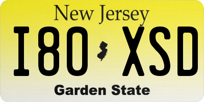 NJ license plate I80XSD
