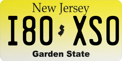 NJ license plate I80XSO