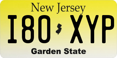 NJ license plate I80XYP