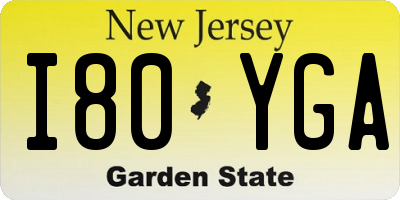 NJ license plate I80YGA