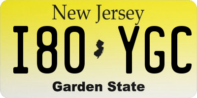 NJ license plate I80YGC