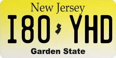NJ license plate I80YHD