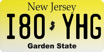 NJ license plate I80YHG