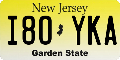 NJ license plate I80YKA