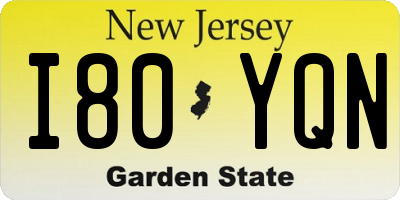 NJ license plate I80YQN