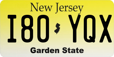 NJ license plate I80YQX