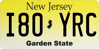 NJ license plate I80YRC