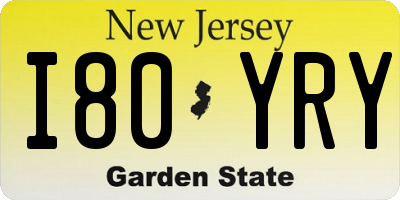NJ license plate I80YRY