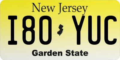 NJ license plate I80YUC