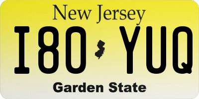 NJ license plate I80YUQ