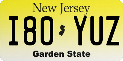 NJ license plate I80YUZ