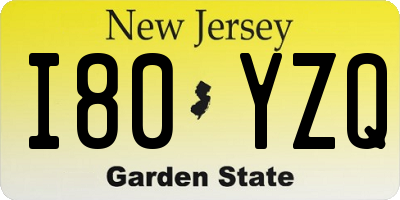 NJ license plate I80YZQ