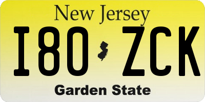 NJ license plate I80ZCK
