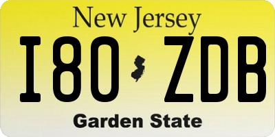NJ license plate I80ZDB