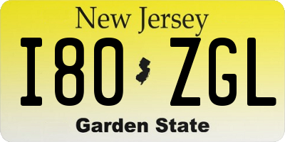 NJ license plate I80ZGL