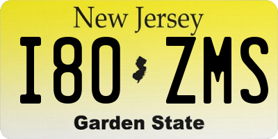 NJ license plate I80ZMS