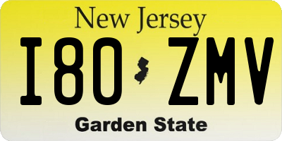 NJ license plate I80ZMV