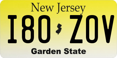 NJ license plate I80ZOV